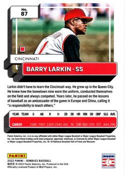 2022 Donruss - Holo Red #87 Barry Larkin Back