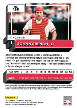 2022 Donruss - Holo Red #195 Johnny Bench Back