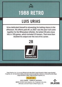 2022 Donruss - Holo Red #245 Luis Urias Back