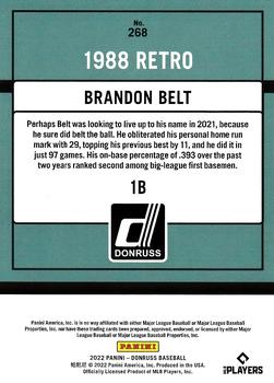 2022 Donruss - Holo Red #268 Brandon Belt Back