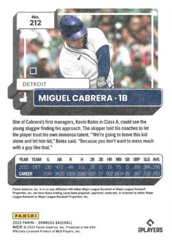2022 Donruss - Independence Day #212 Miguel Cabrera Back