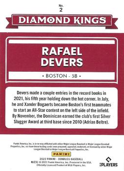 2022 Donruss - Red #2 Rafael Devers Back