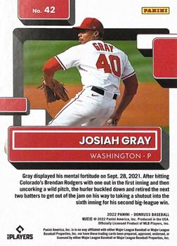 2022 Donruss - Red #42 Josiah Gray Back