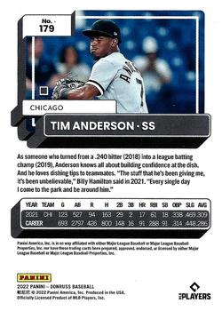 2022 Donruss - Career Stat Line #179 Tim Anderson Back