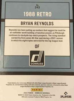 2022 Donruss - Career Stat Line #243 Bryan Reynolds Back