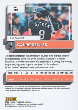2022 Donruss - Season Stat Line #93 Cal Ripken Back