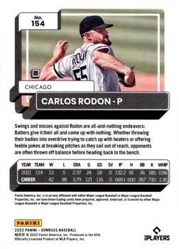 2022 Donruss - Season Stat Line #154 Carlos Rodon Back