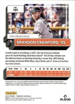 2022 Donruss - Press Proof #191 Brandon Crawford Back