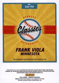 2022 Donruss - Classic Autographs #CA-FV Frank Viola Back