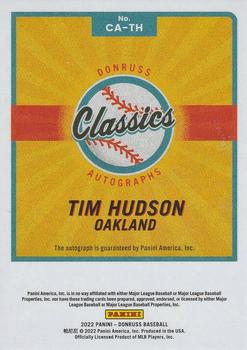 2022 Donruss - Classic Autographs #CA-TH Tim Hudson Back