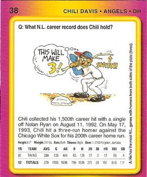 1993 Upper Deck Fun Pack #38 Chili Davis Back