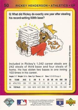 1993 Upper Deck Fun Pack #50 Rickey Henderson Back