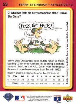 1993 Upper Deck Fun Pack #53 Terry Steinbach Back