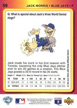 1993 Upper Deck Fun Pack #59 Jack Morris Back