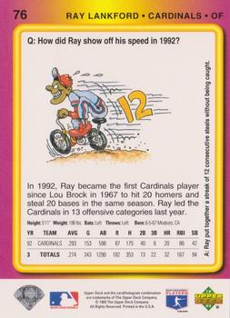 1993 Upper Deck Fun Pack #76 Ray Lankford Back