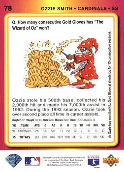 1993 Upper Deck Fun Pack #78 Ozzie Smith Back