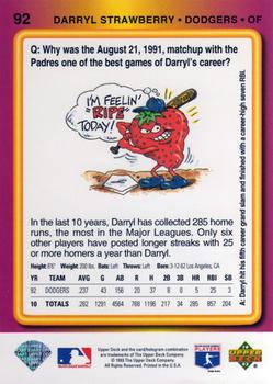 1993 Upper Deck Fun Pack #92 Darryl Strawberry Back