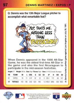 1993 Upper Deck Fun Pack #97 Dennis Martinez Back