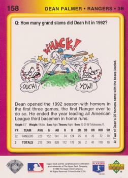 1993 Upper Deck Fun Pack #158 Dean Palmer Back