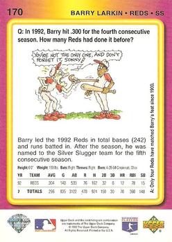 1993 Upper Deck Fun Pack #170 Barry Larkin Back