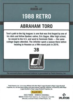 2022 Donruss - Retro 1988 Materials Red #R88M-AT Abraham Toro Back
