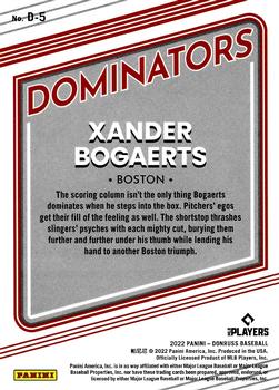 2022 Donruss - Dominators Diamond #D-5 Xander Bogaerts Back