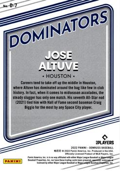2022 Donruss - Dominators Diamond #D-7 Jose Altuve Back
