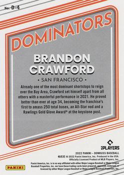 2022 Donruss - Dominators Rapture #D-4 Brandon Crawford Back