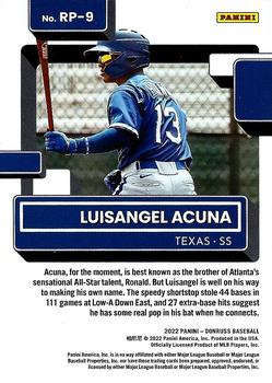 2022 Donruss - Rated Prospects Pink Fireworks #RP-9 Luisangel Acuna Back