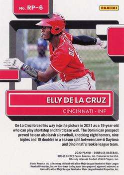 2022 Donruss - Rated Prospects Rapture #RP-6 Elly De La Cruz Back