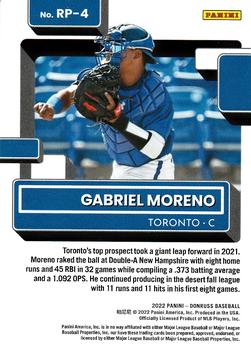 2022 Donruss - Rated Prospects Vector #RP-4 Gabriel Moreno Back