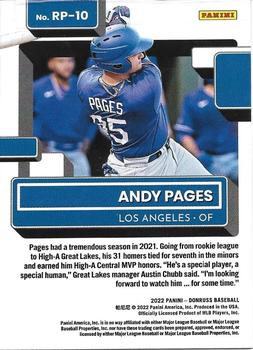 2022 Donruss - Rated Prospects Vector #RP-10 Andy Pages Back