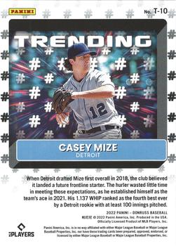 2022 Donruss - Trending Silver #T-10 Casey Mize Back
