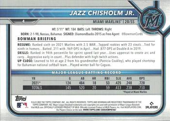 2022 Bowman - Neon Green #4 Jazz Chisholm Jr. Back