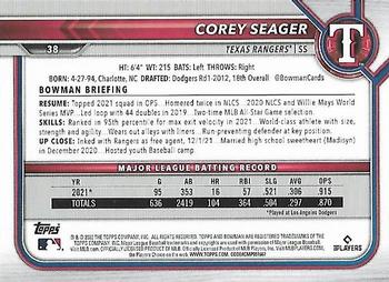 2022 Bowman - Neon Green #38 Corey Seager Back