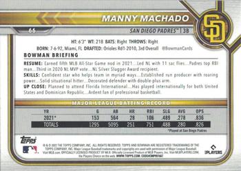 2022 Bowman - Neon Green #66 Manny Machado Back