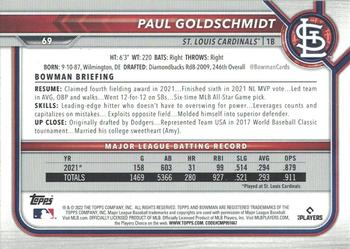 2022 Bowman - Neon Green #69 Paul Goldschmidt Back