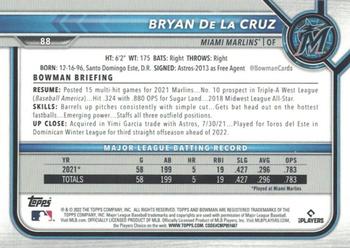 2022 Bowman - Neon Green #88 Bryan De La Cruz Back