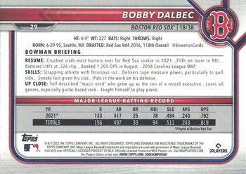2022 Bowman - Fuchsia #29 Bobby Dalbec Back