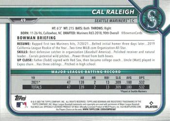 2022 Bowman - Fuchsia #49 Cal Raleigh Back