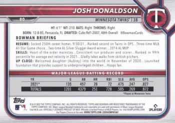 2022 Bowman - Fuchsia #80 Josh Donaldson Back