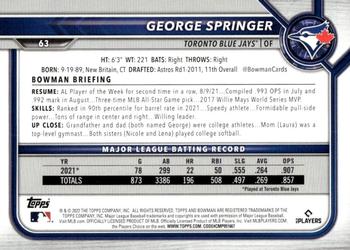 2022 Bowman - Purple #63 George Springer Back