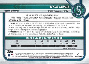 2022 Bowman - Blue #86 Kyle Lewis Back