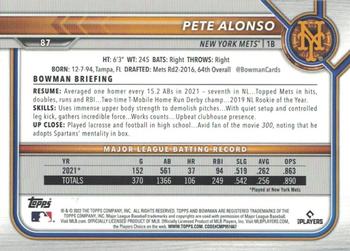 2022 Bowman - Blue #87 Pete Alonso Back