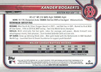 2022 Bowman - Green #15 Xander Bogaerts Back