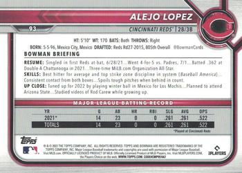 2022 Bowman - Green #93 Alejo Lopez Back