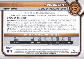 2022 Bowman - Green #98 Kris Bryant Back