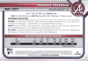 2022 Bowman - Gold #28 Freddie Freeman Back