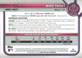 2022 Bowman - Gold #32 Mike Trout Back
