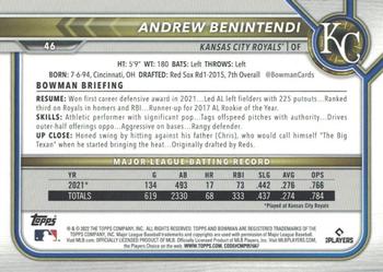2022 Bowman - Gold #46 Andrew Benintendi Back